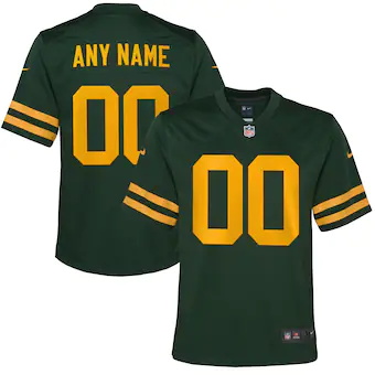 youth nike green green bay packers alternate custom jersey_